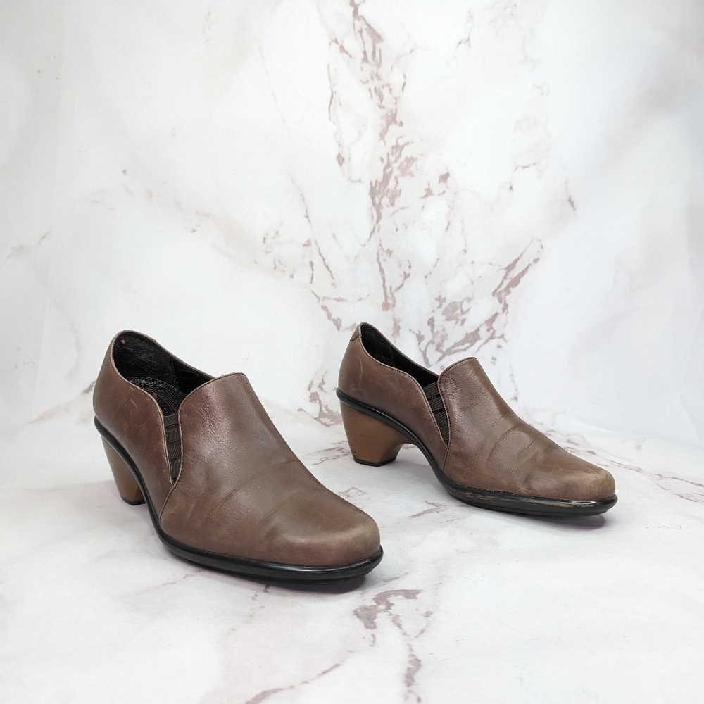 Dansko Bootie Women's 9 40 Brown Shoe Leather Sculpted Heel Pump Ankle Adrienne